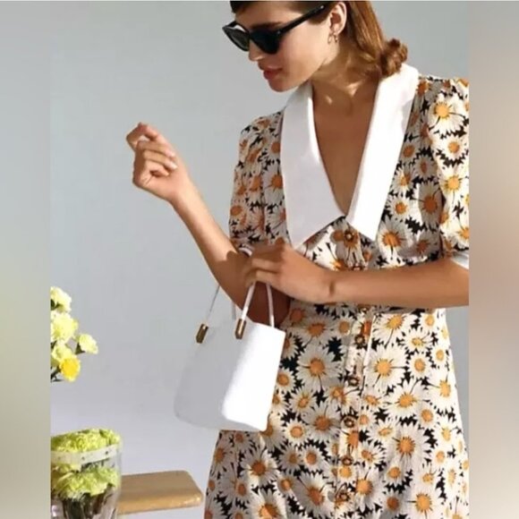 Anthropologie Maeve Puff Sleeve Printed Cutout Mini Dress Size s - Picture 6 of 16